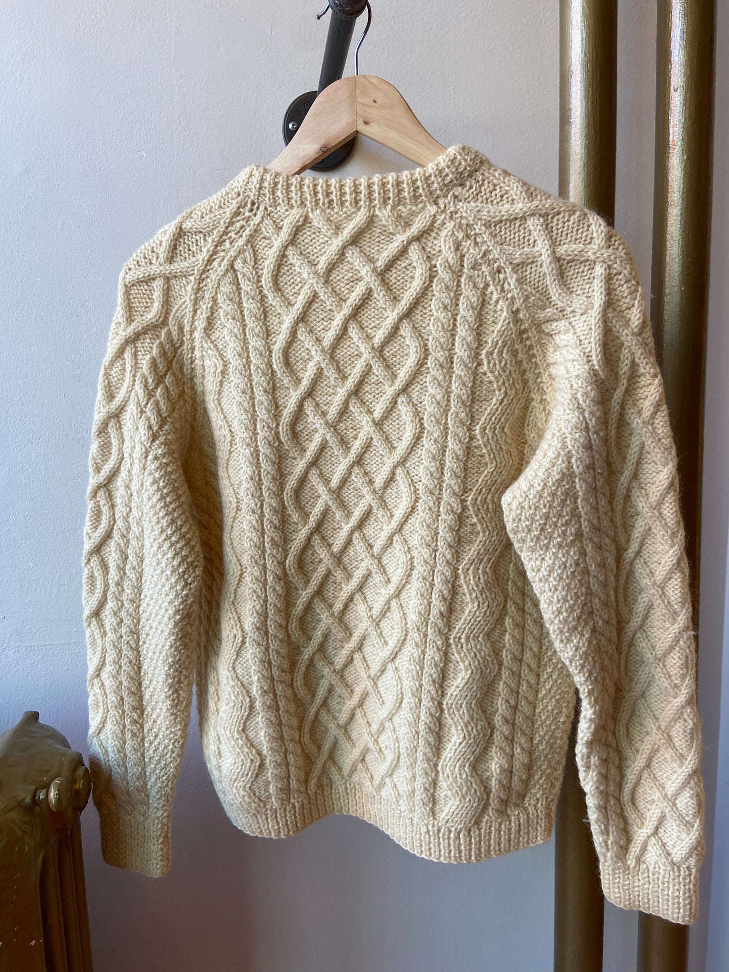 Cream Cable Knit Wool Sweater