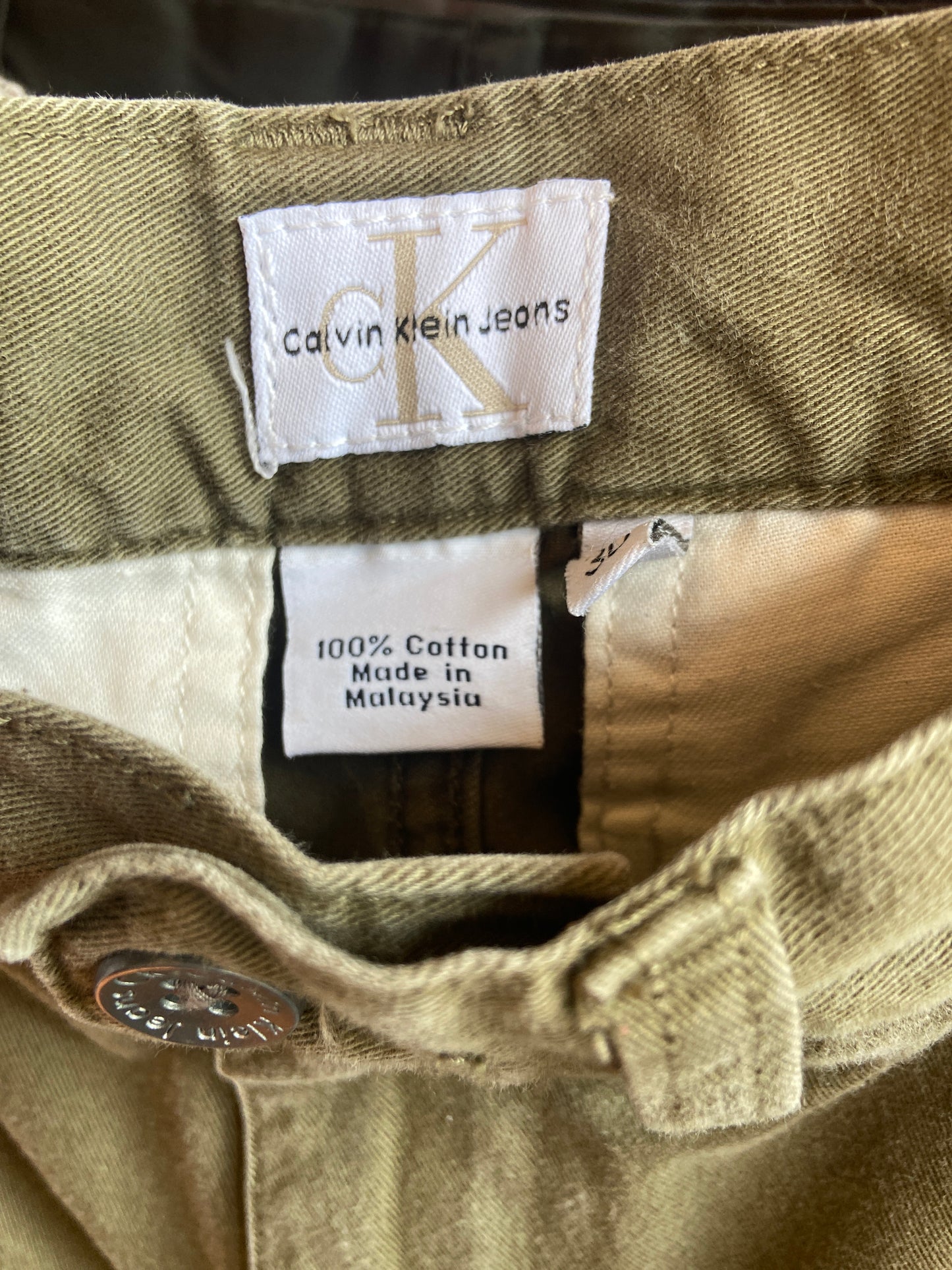 Calvin Klein Olive Cotton Cargo Shorts