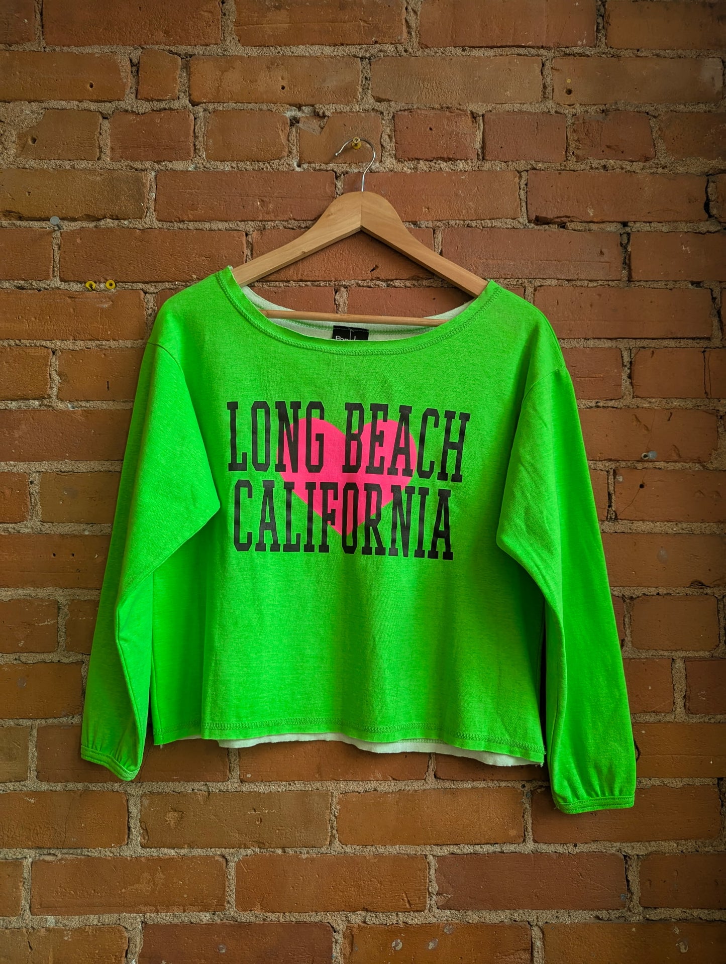 1990s Popular Sports Long Beach California Neon Green Top