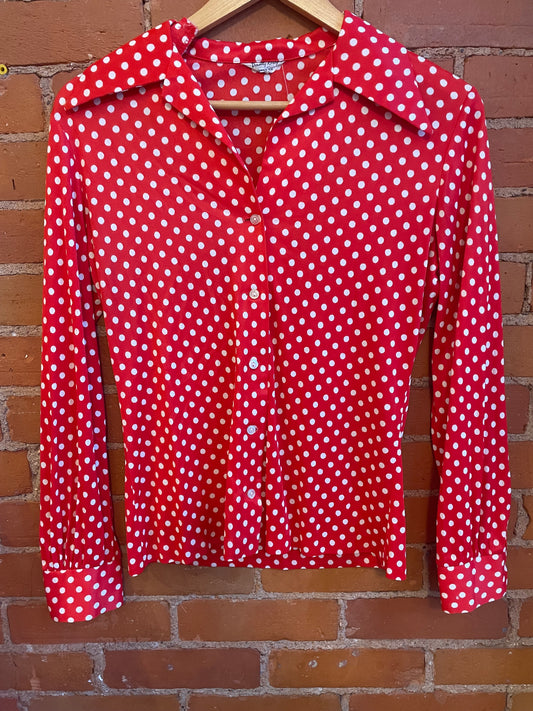 Dorothy Korby Red Polka Dot Blouse