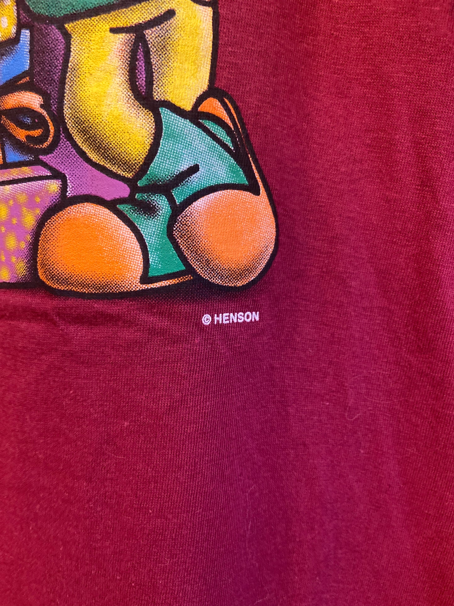 1990s NWT Novel Teez Burgundy Sleep Shirt With Christmas Themed Sesame Street Graphic