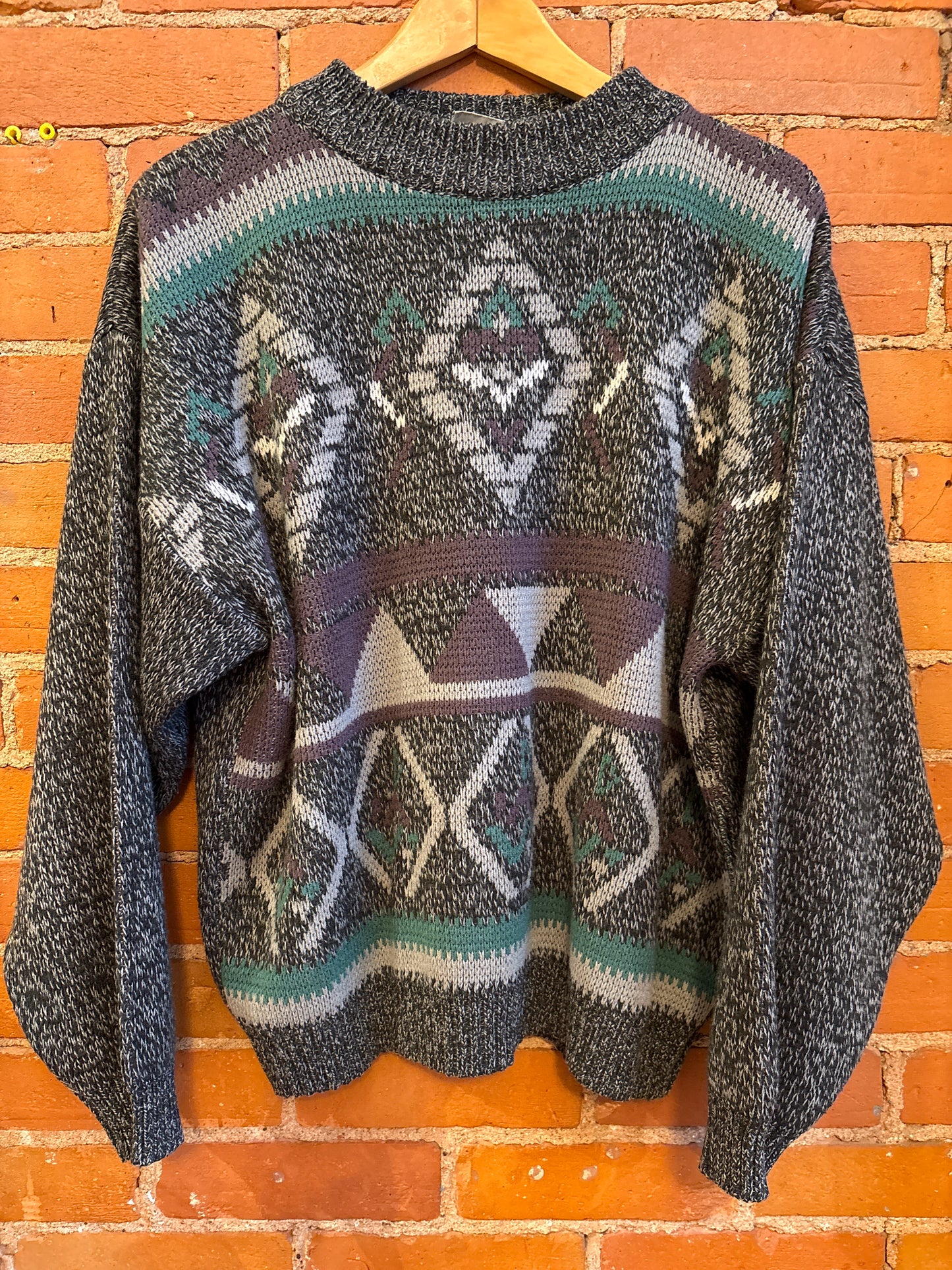 Grey & Purple 80's Dad Sweater
