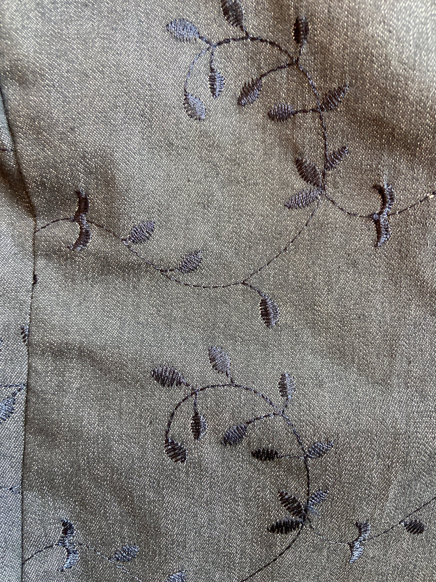 90's Denim Strapless Dress With Embroidered Vines