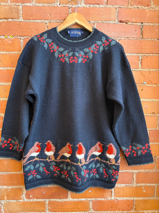 *Black Wool Robin Knit Sweater