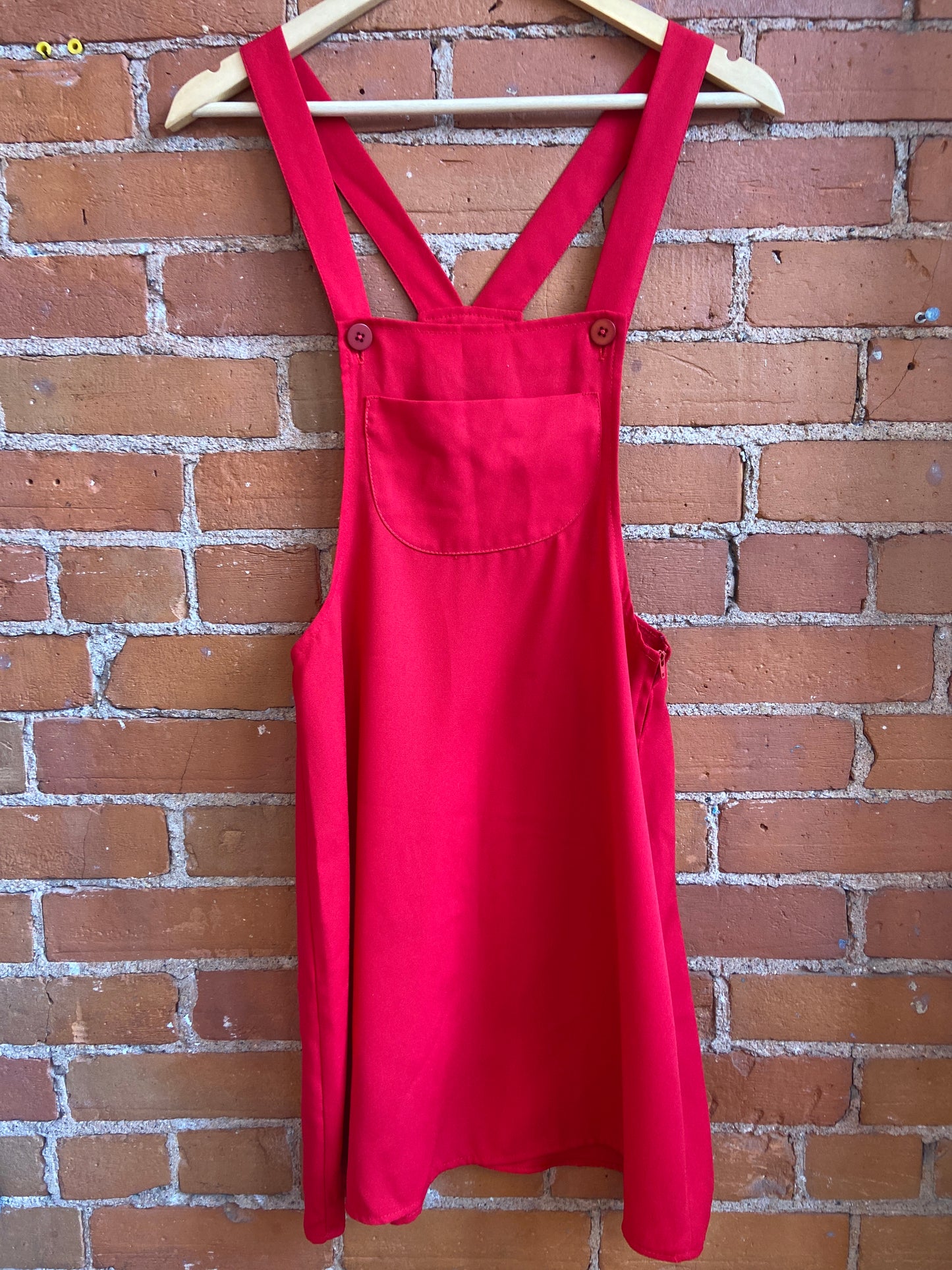 Bright Red 90's Pinafore Dress