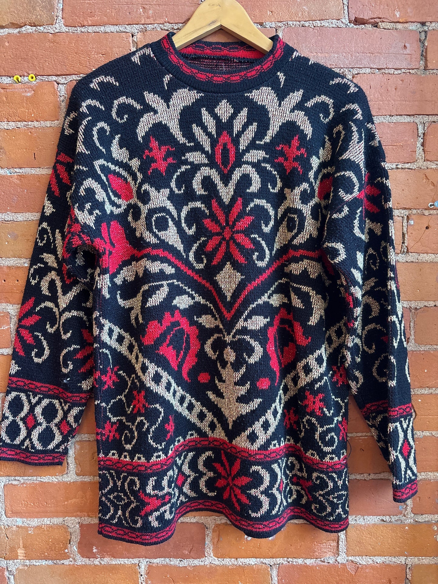 Black Gold & Red Sparkly Sweater