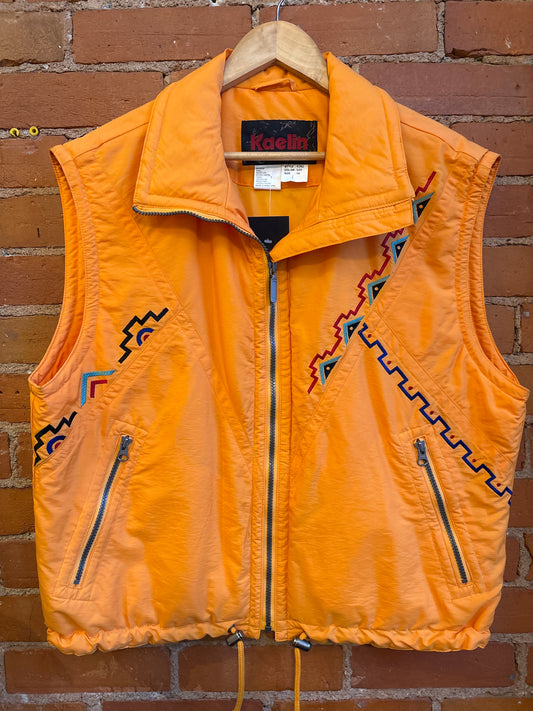 Kaelin Orange Embroidered Vest