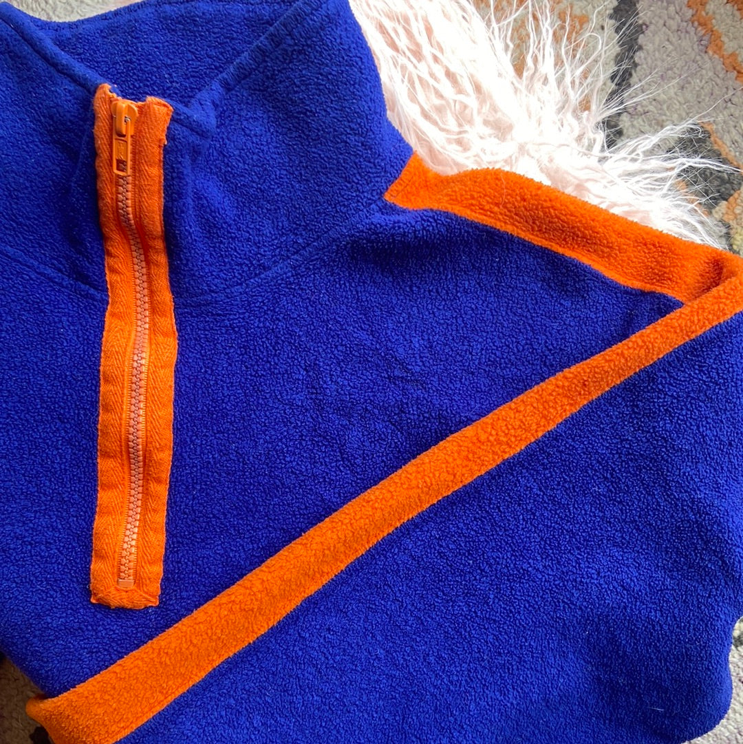 Y2K Blue & Orange 1/4 Zip Fleece