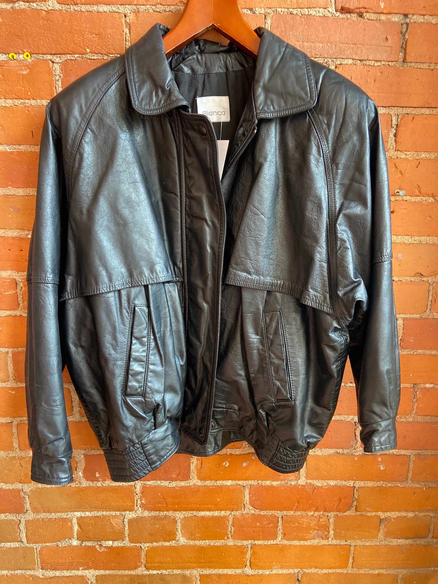 Black Leather Bomber Jacket