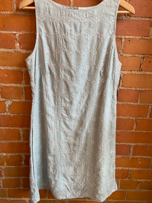Deadstock Sage Green Embroidered Shift Dress