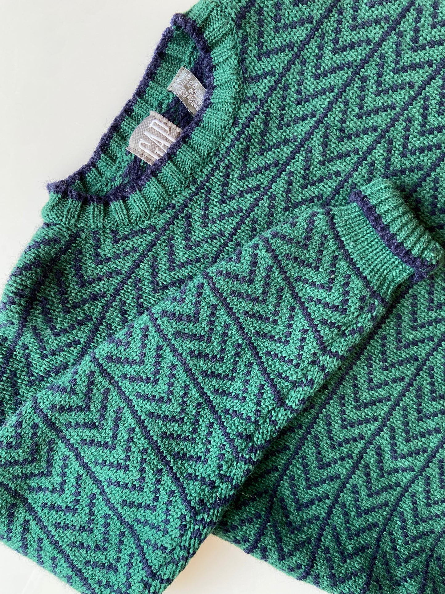 Green & Navy Wool GAP Sweater