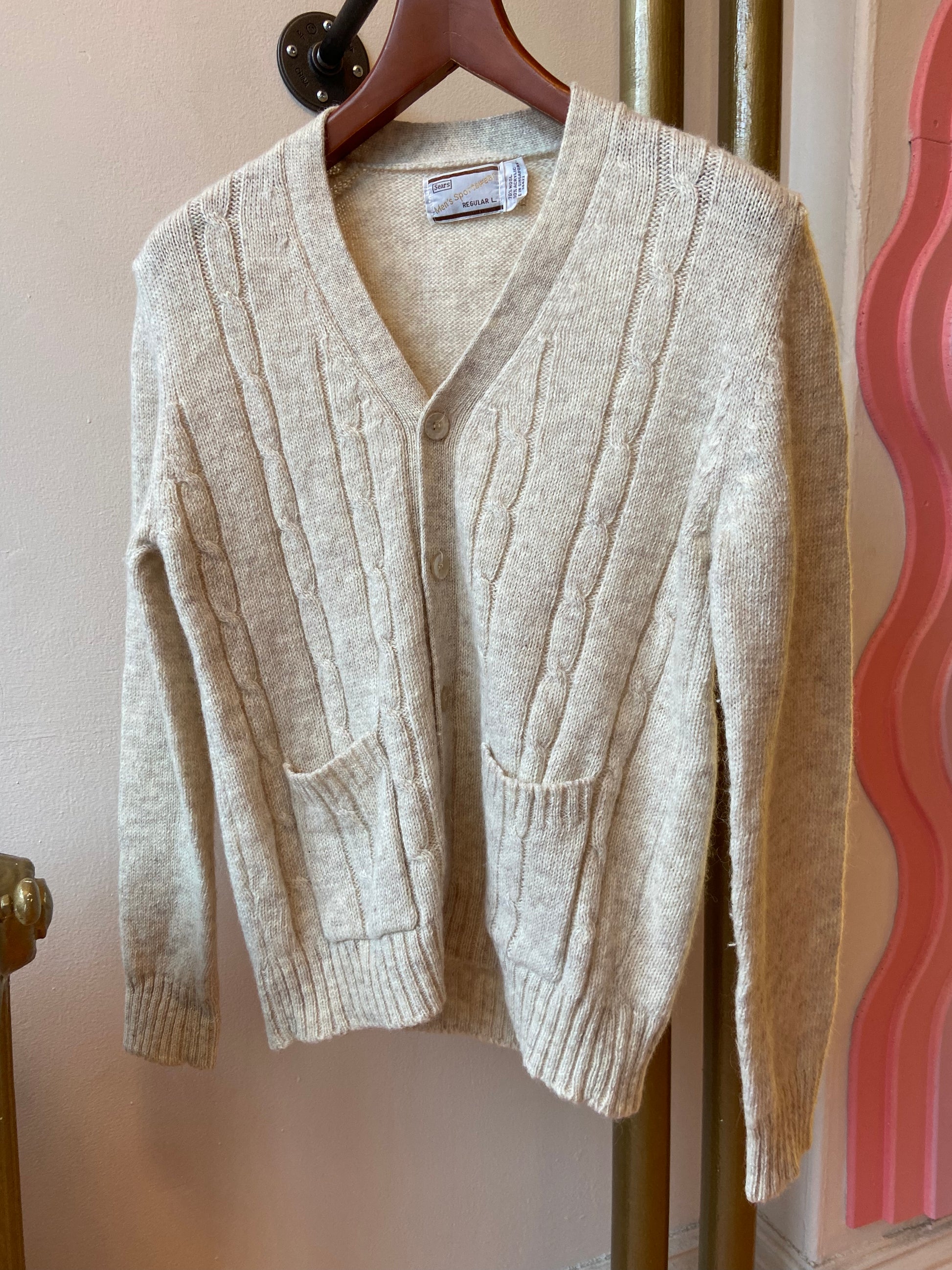 Oatmeal Open Front Knit Cardigan