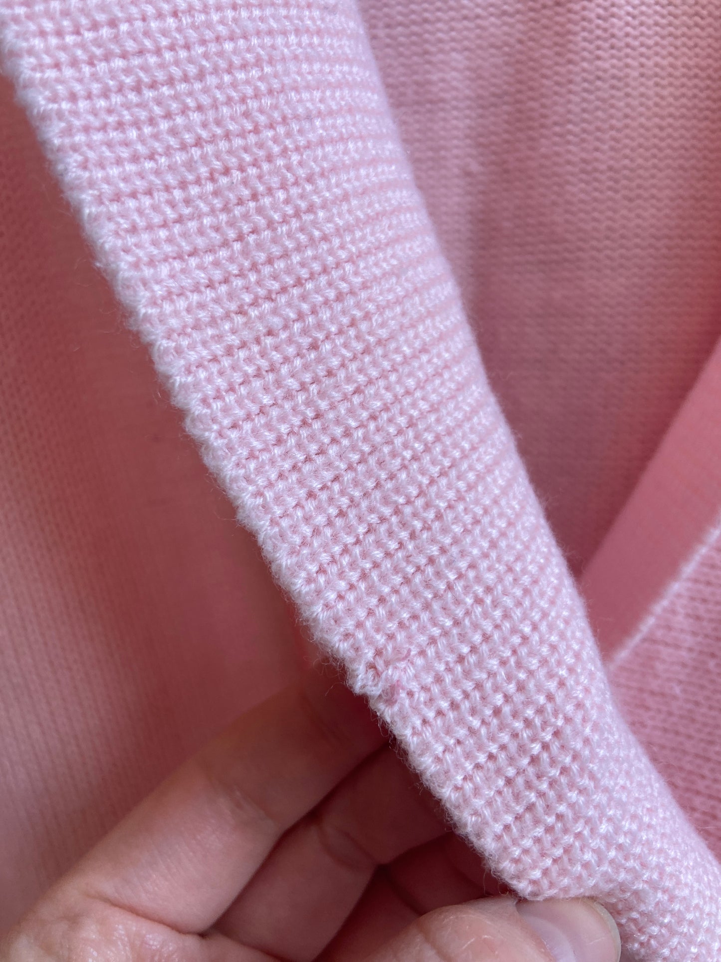 1980s Grace Knitting Baby Pink Shawl Collar Double Breasted Sweater Vest