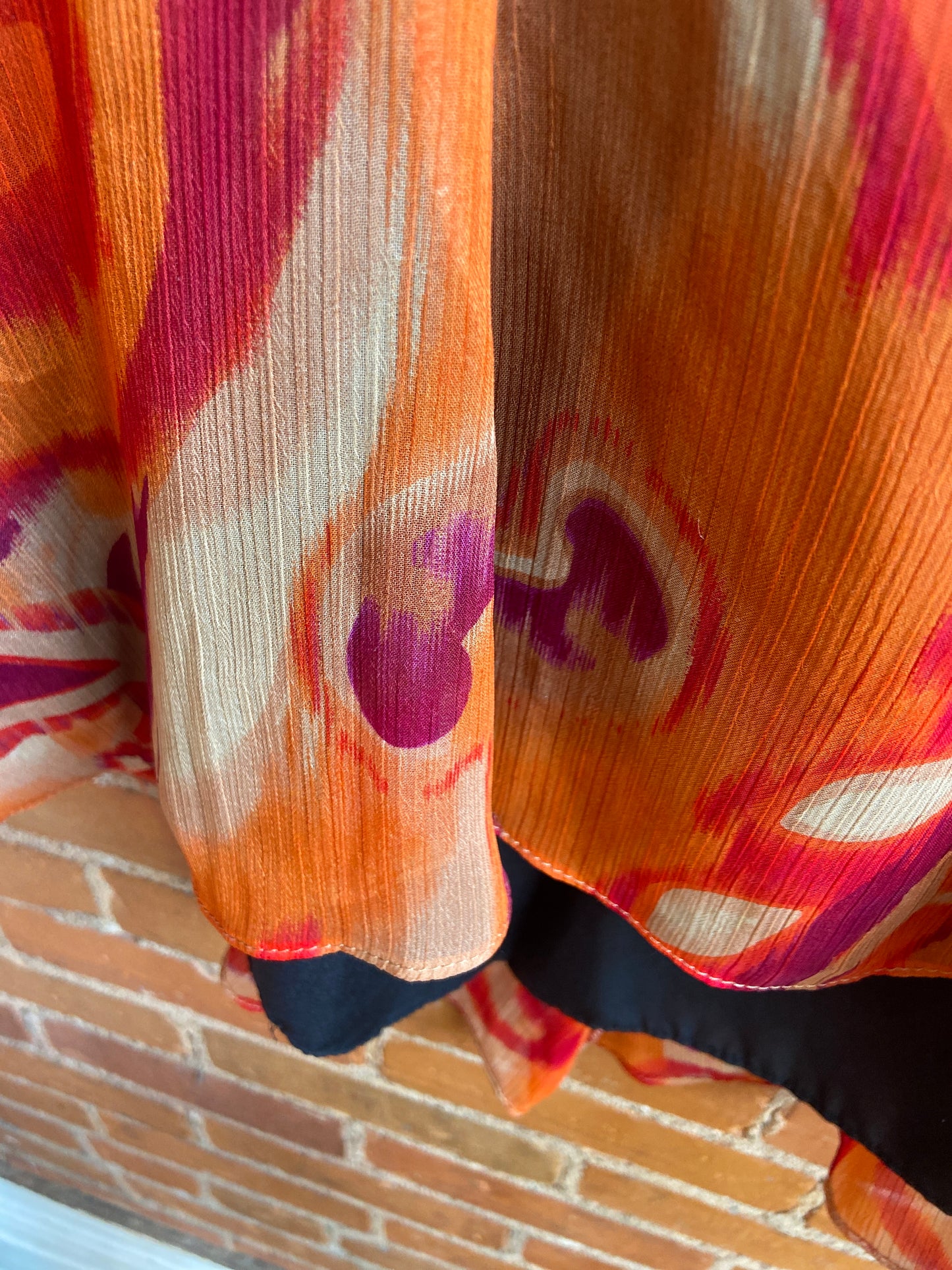 Orange Printed Flowy Midi Skirt