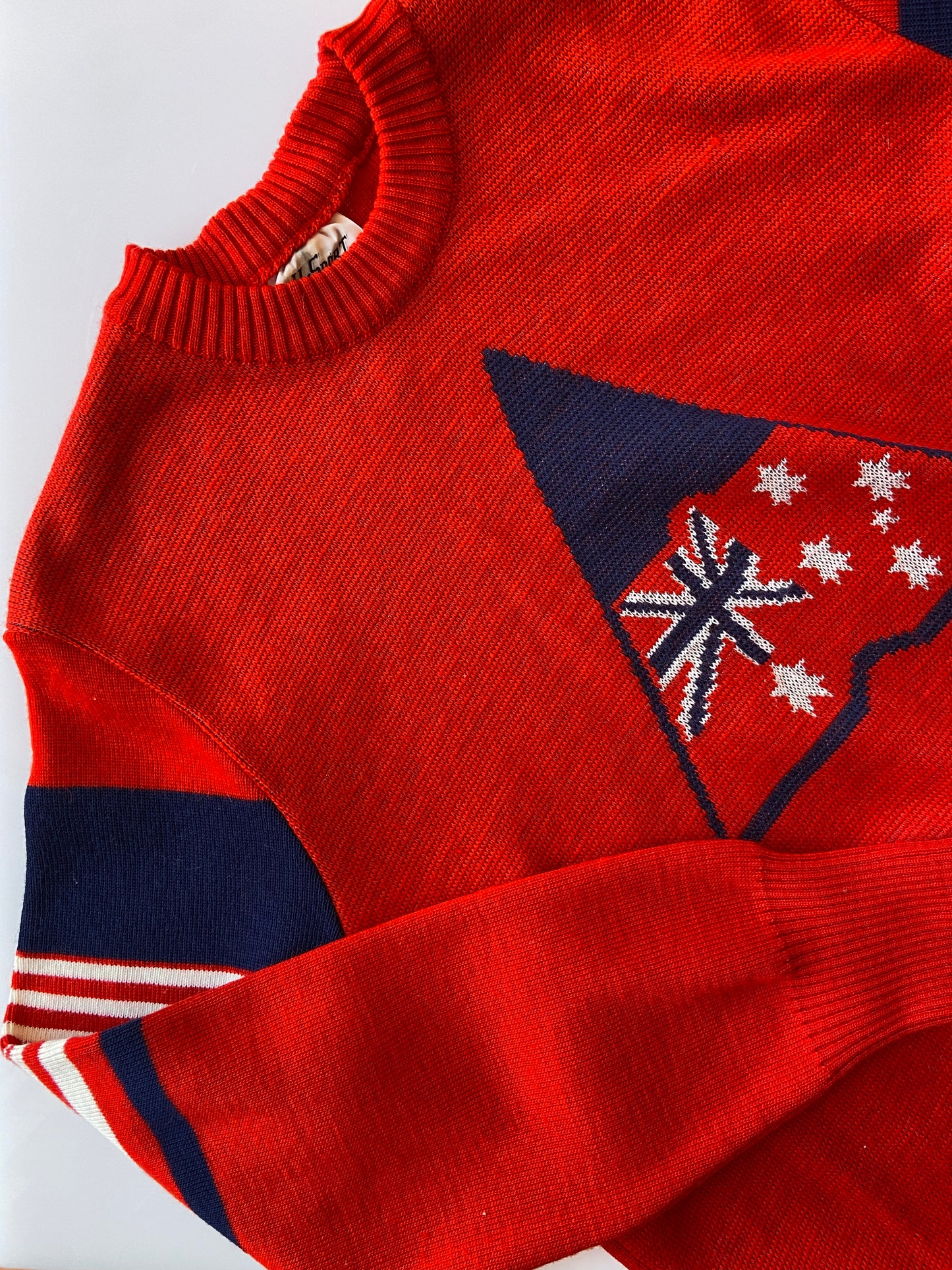 Red Australian Flag Wool Sweater