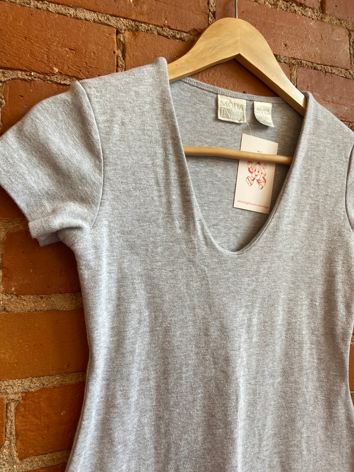 90's Light Grey Cotton Bodycon Dress