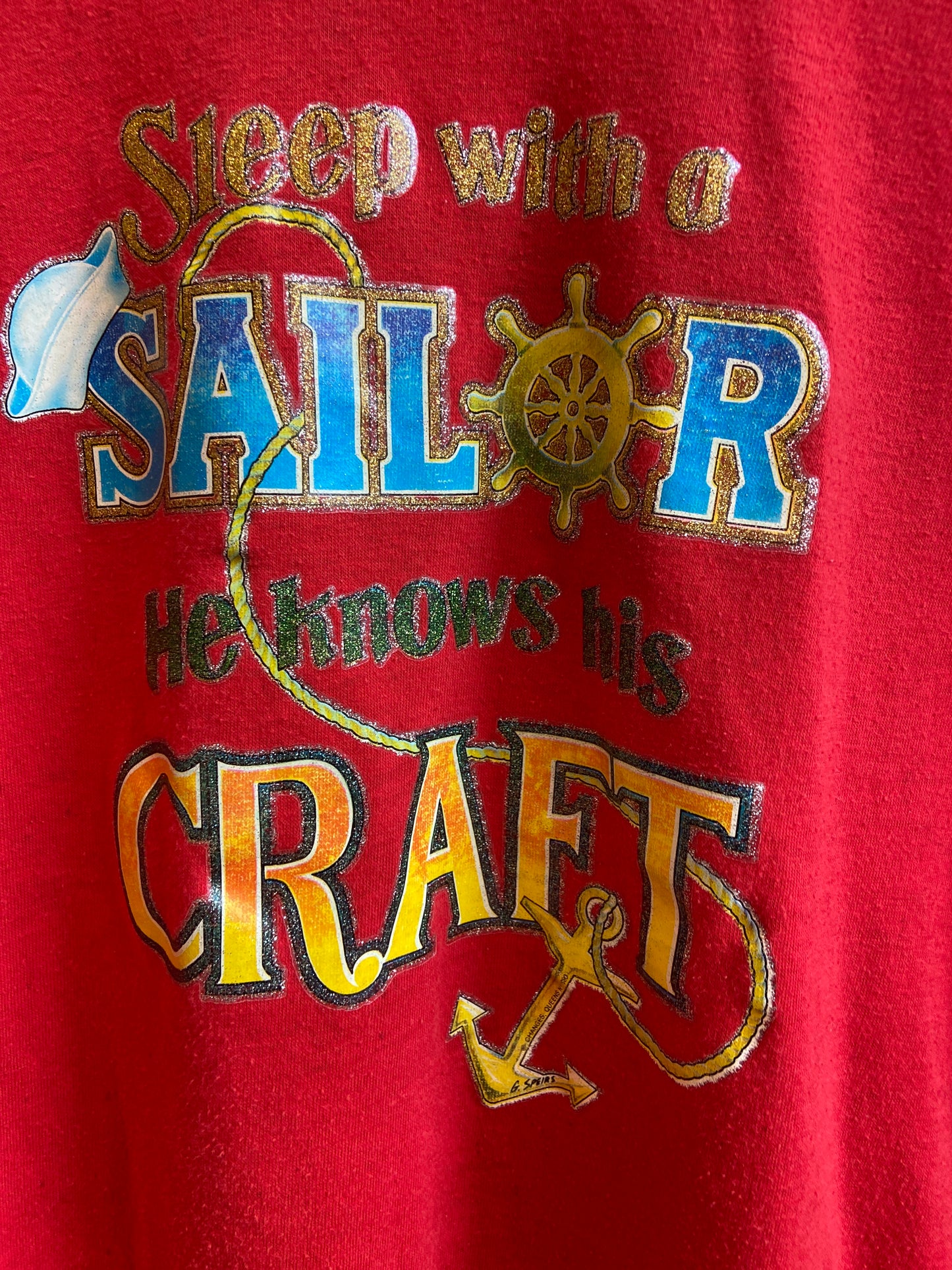 Sleep With A Sailor T-Shirt *As is: stains & hole