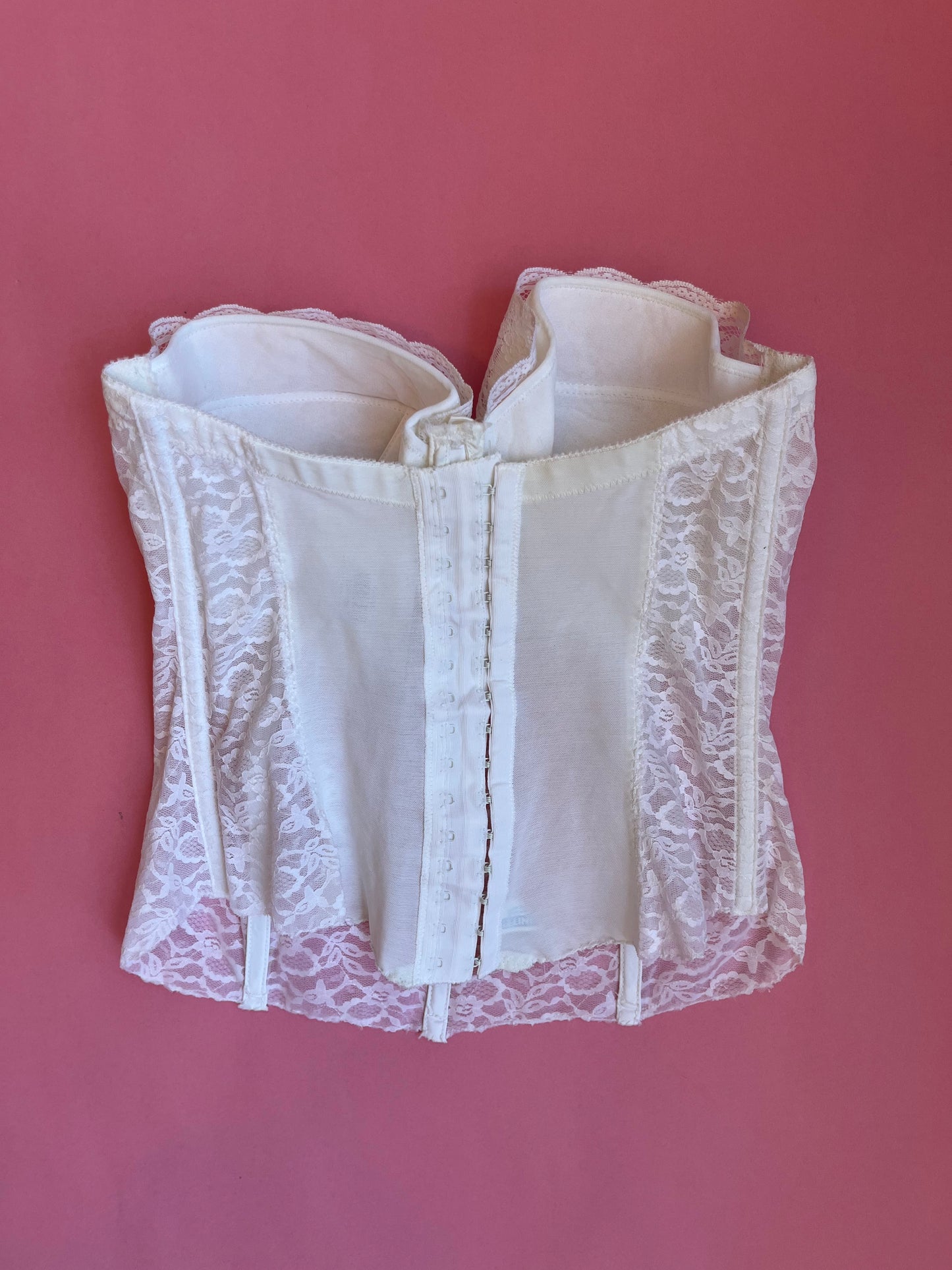 1980s Goddess White Lace Bustier