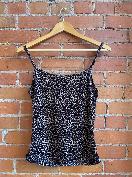 1900s Jean Works & Company Leopard Print Velour Tank Top