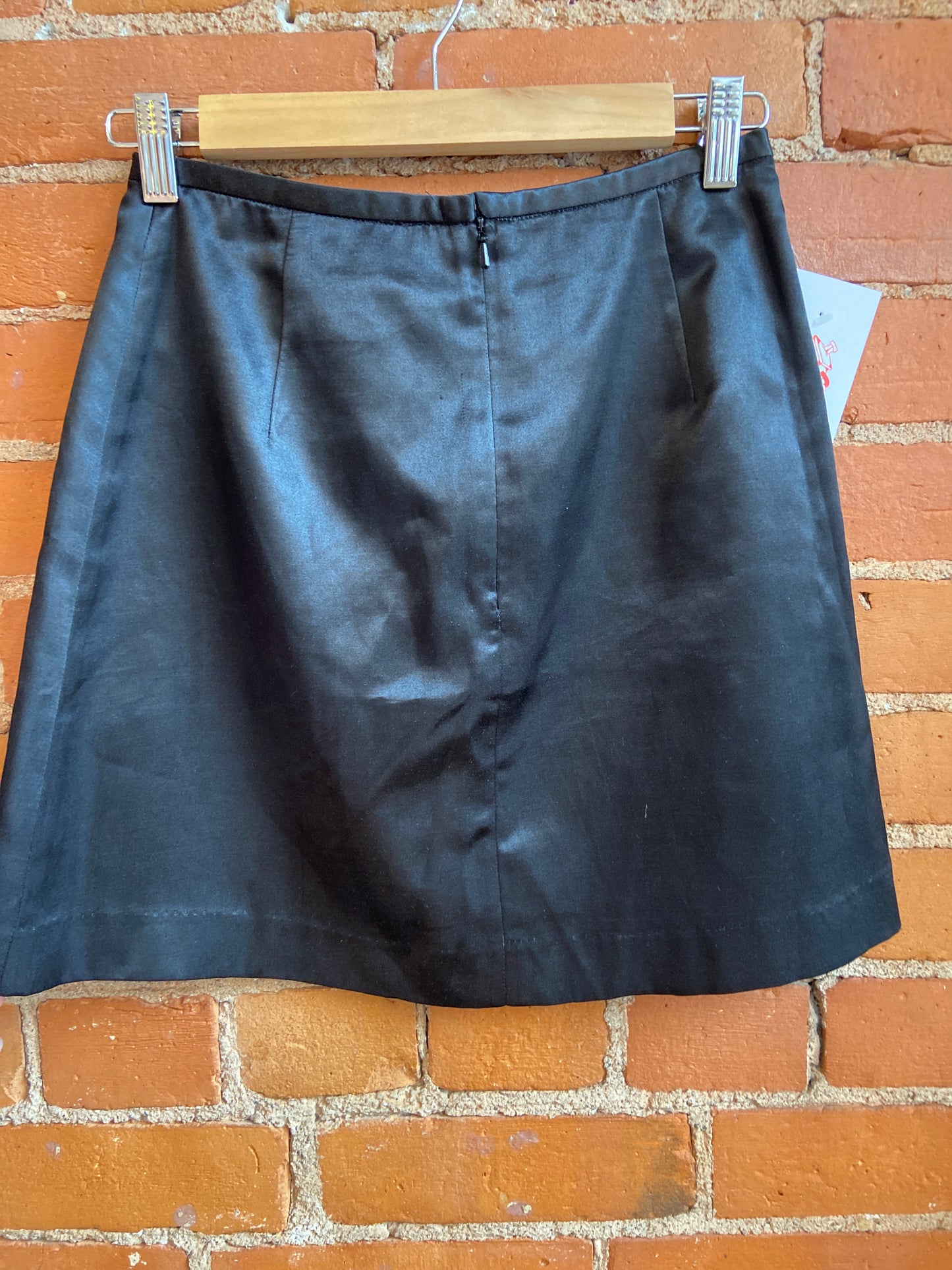 Deadstock Black Satin Mini Skirt