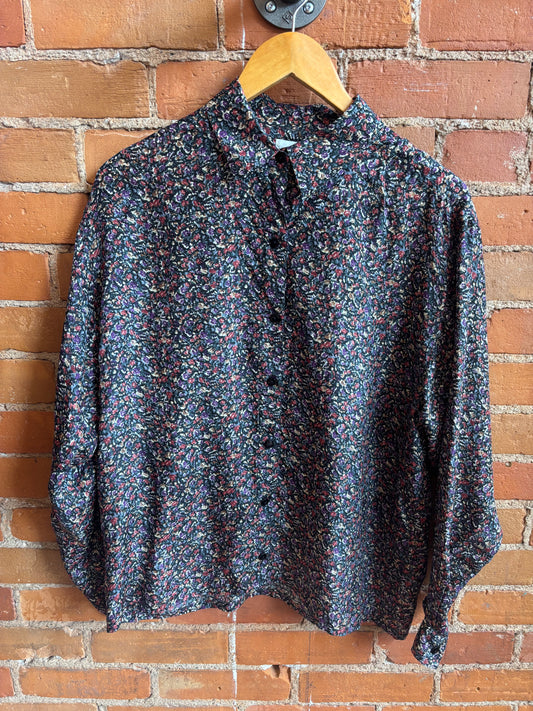 Evidence Silk Floral Button Top