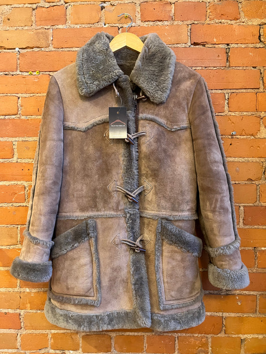 Panelled Shearling Zip Up Coat By Caribou Clothes