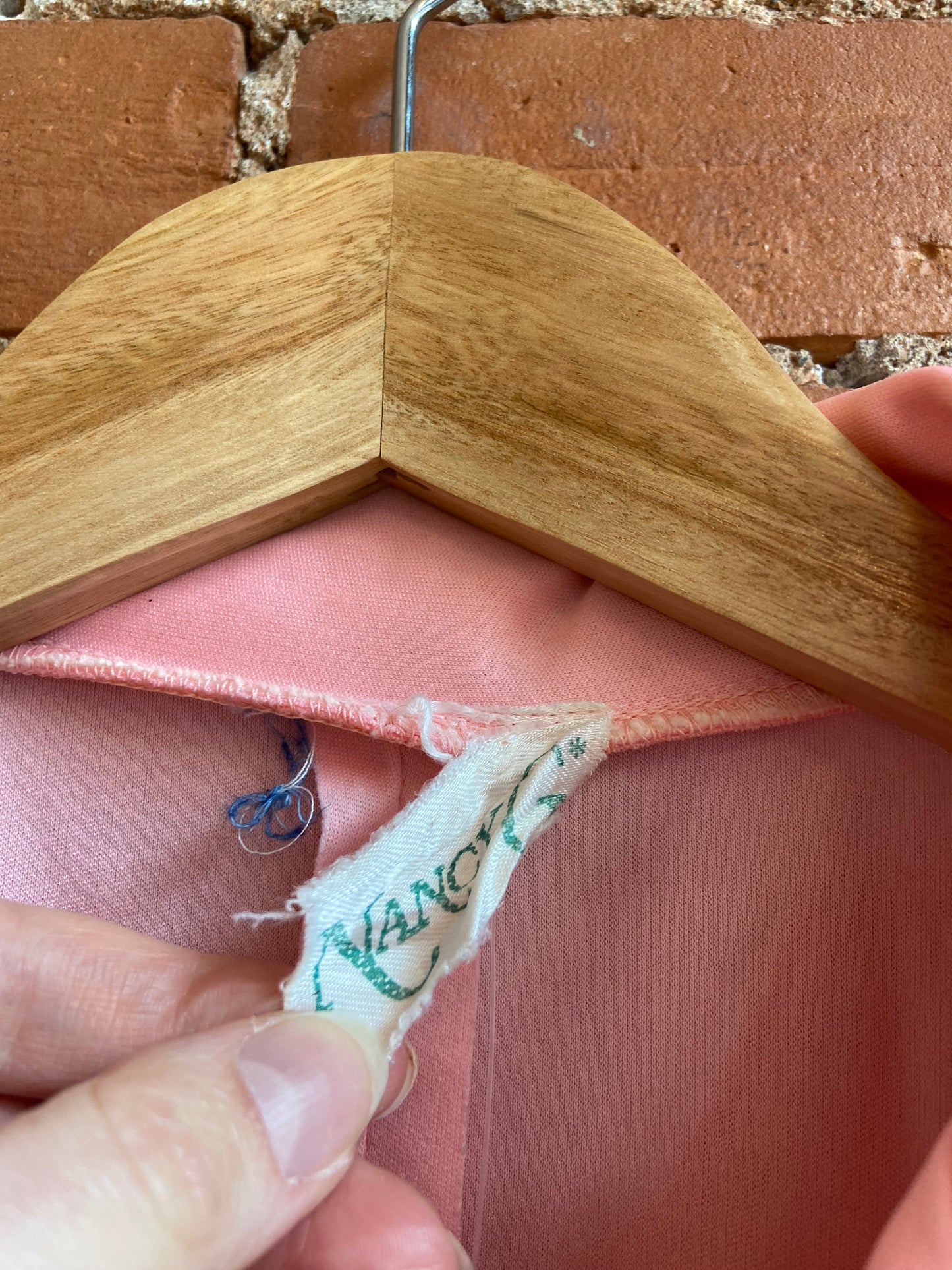 1970s Nancy G Baby Pink Midi Dress With Flower Accents