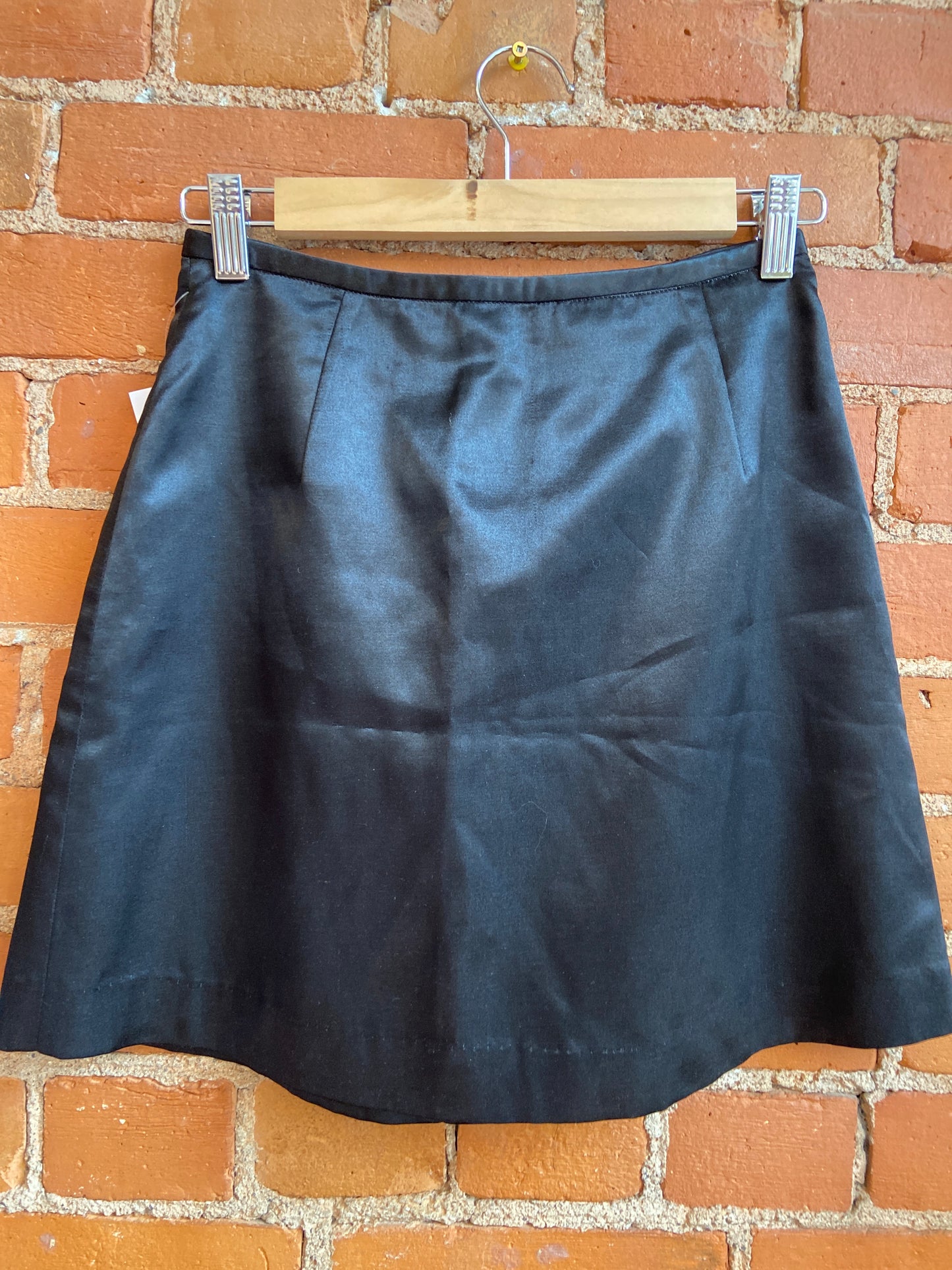Deadstock Black Satin Mini Skirt