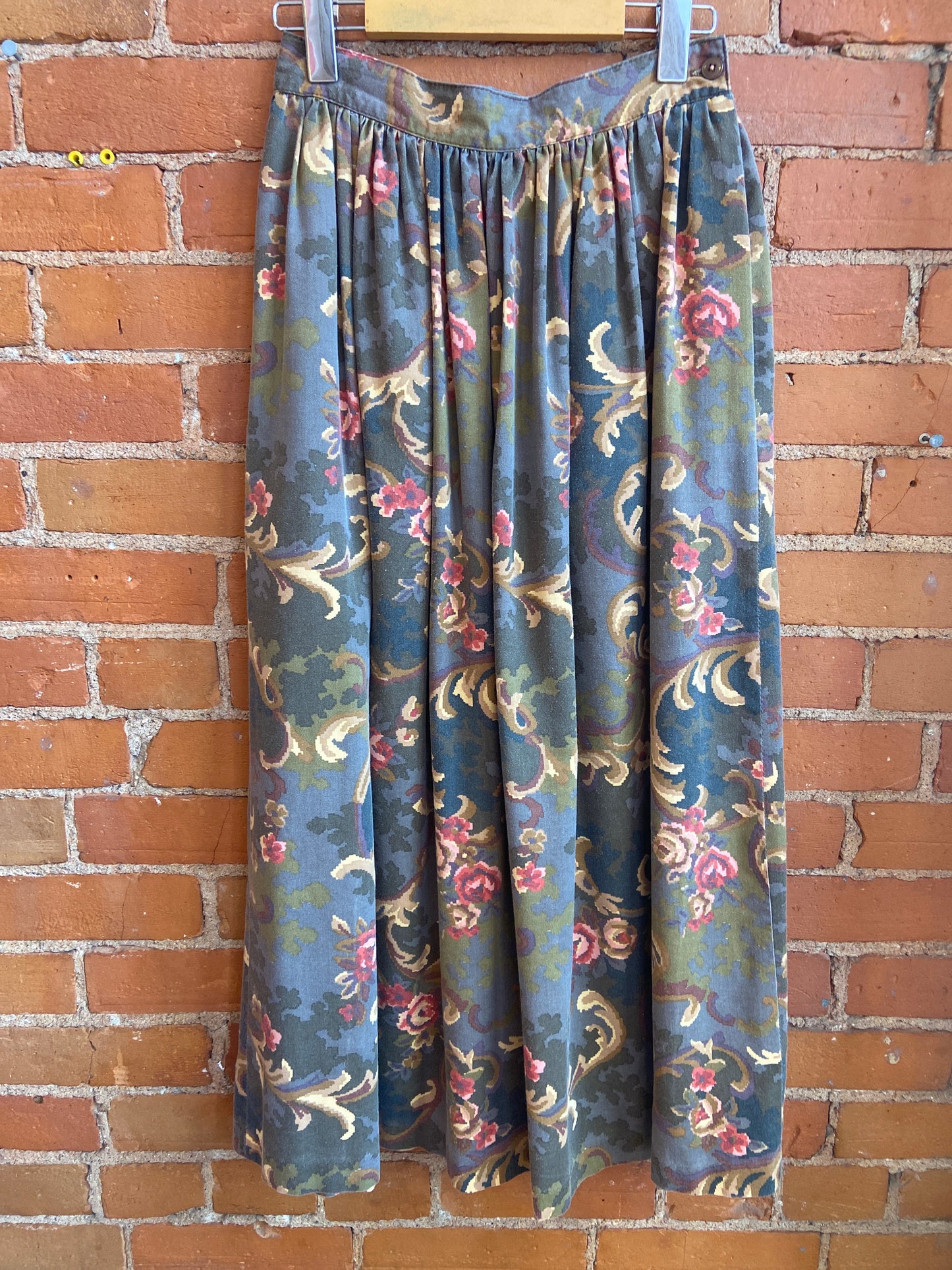 Brown Digital Floral Maxi Skirt
