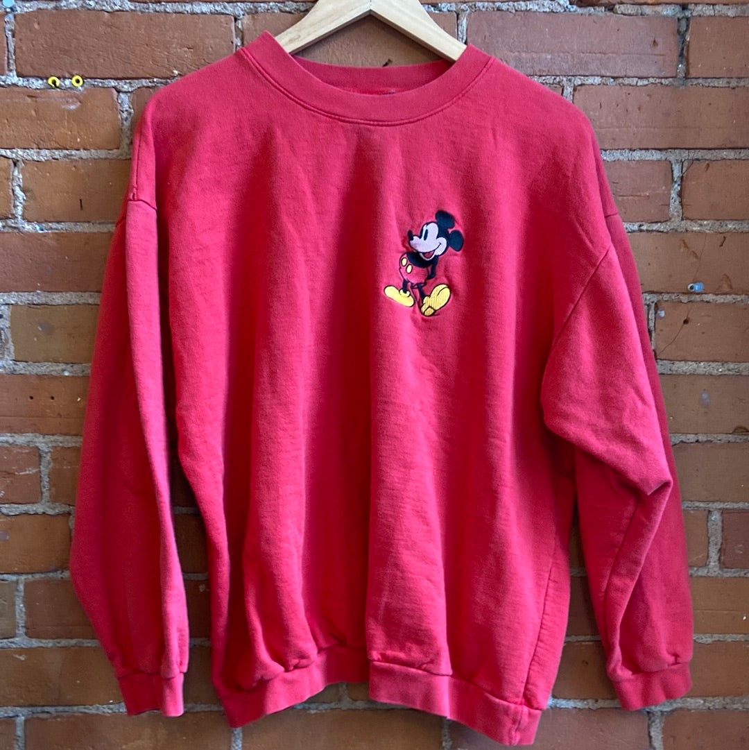 Red Mickey Mouse Crewneck Sweatshirt