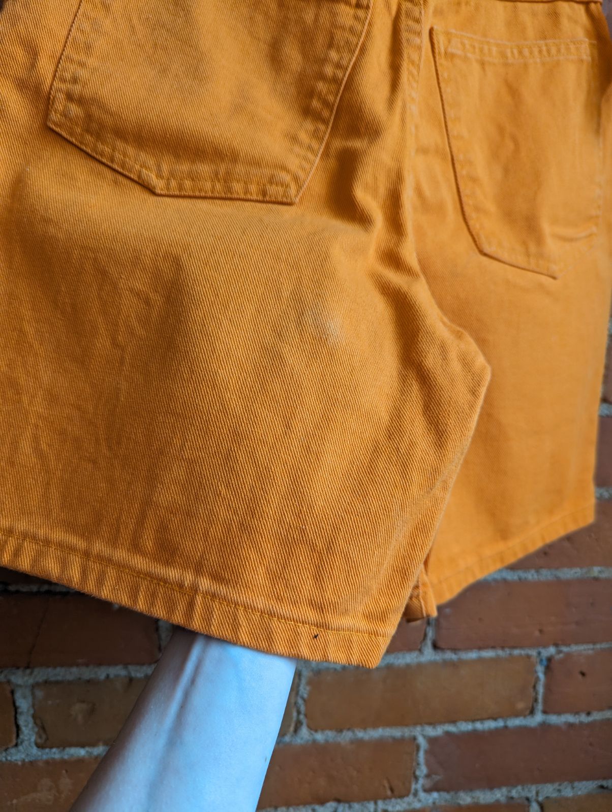 Kari Orange Longline Denim Shorts