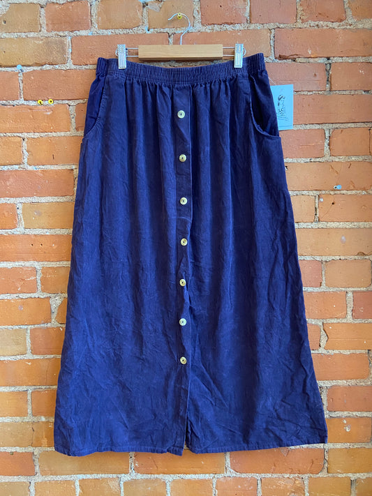 Purple Button Up Cord Maxi Skirt