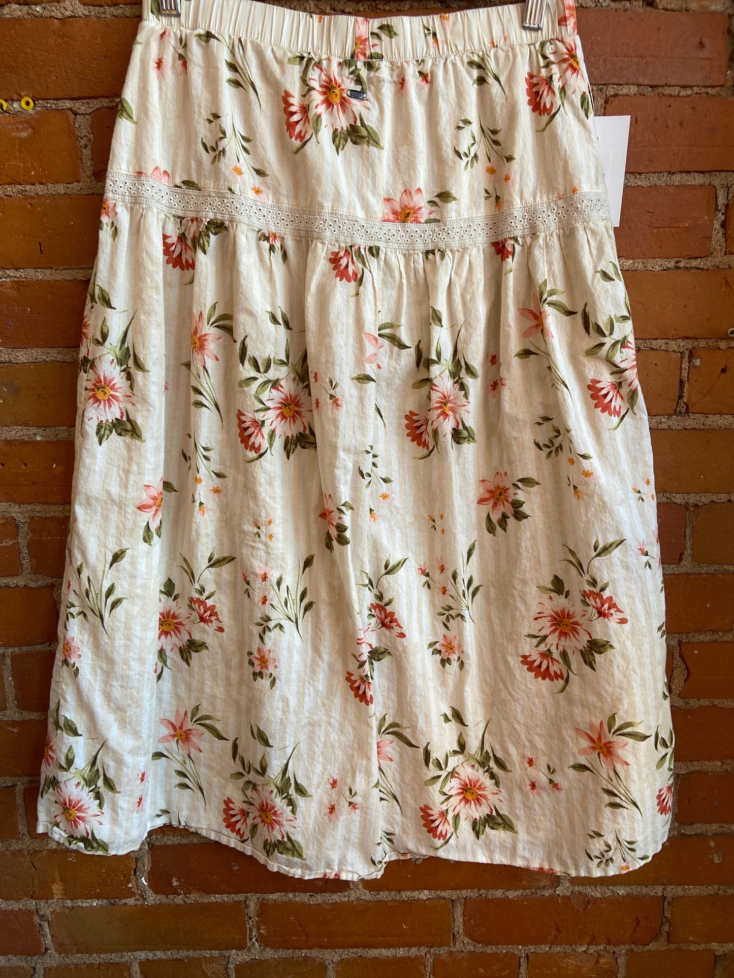 Y2K Mexx Beige Cotton Floral Maxi Skirt