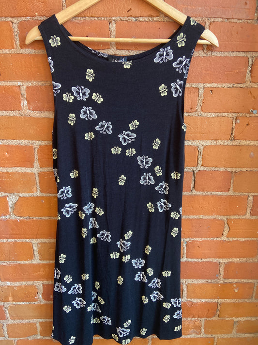 90's Black Slinky Butterfly Dress