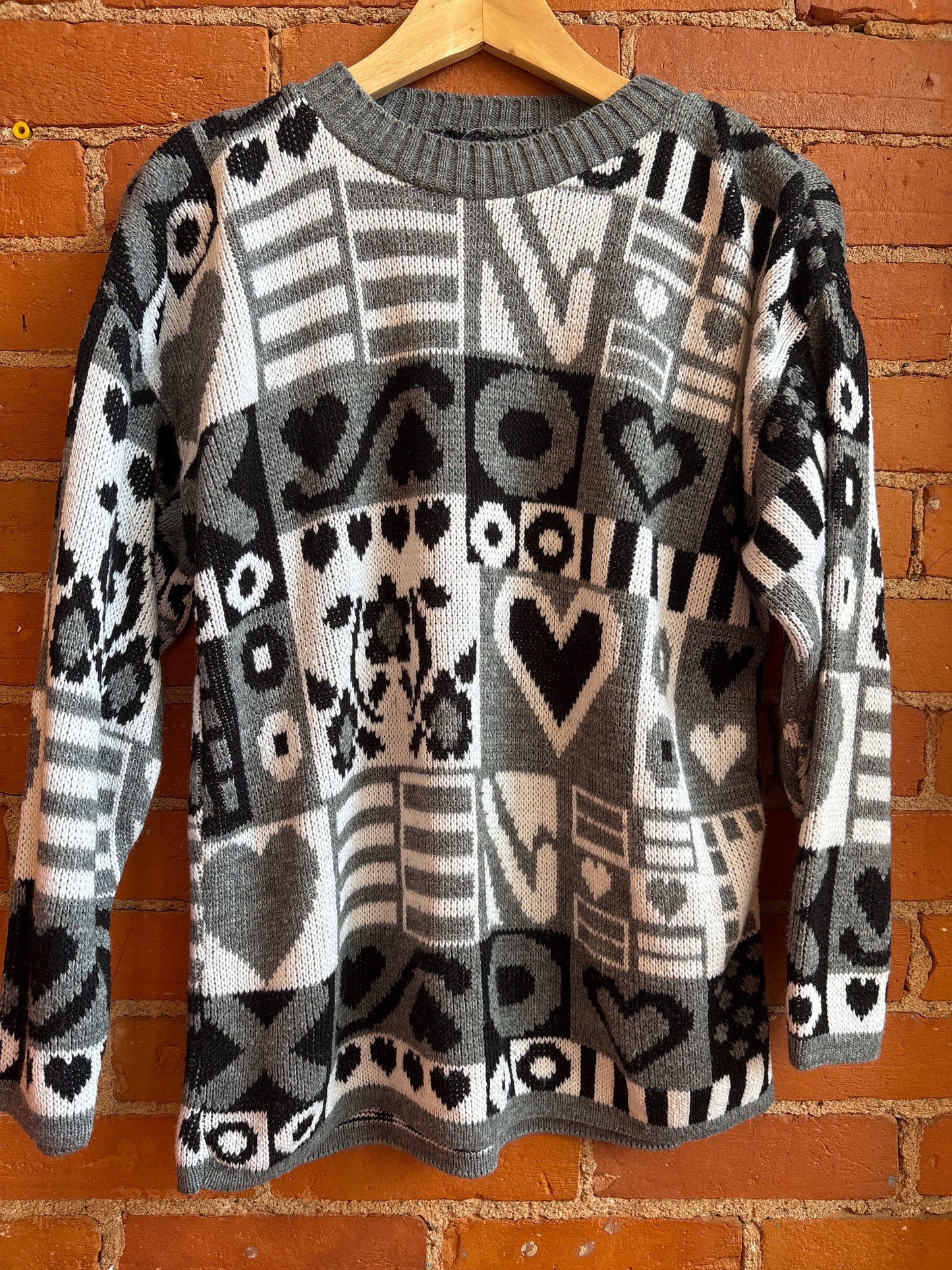 Grey Black & White Patterned Sweater