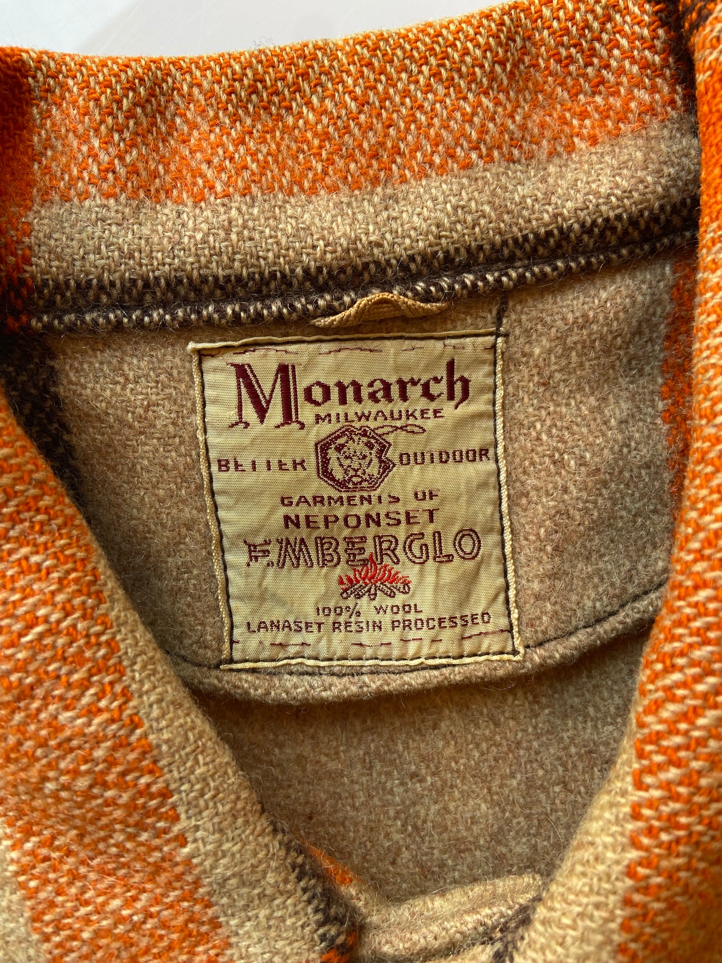 60's Monarch Brown & Orange Wool Plaid Shacket