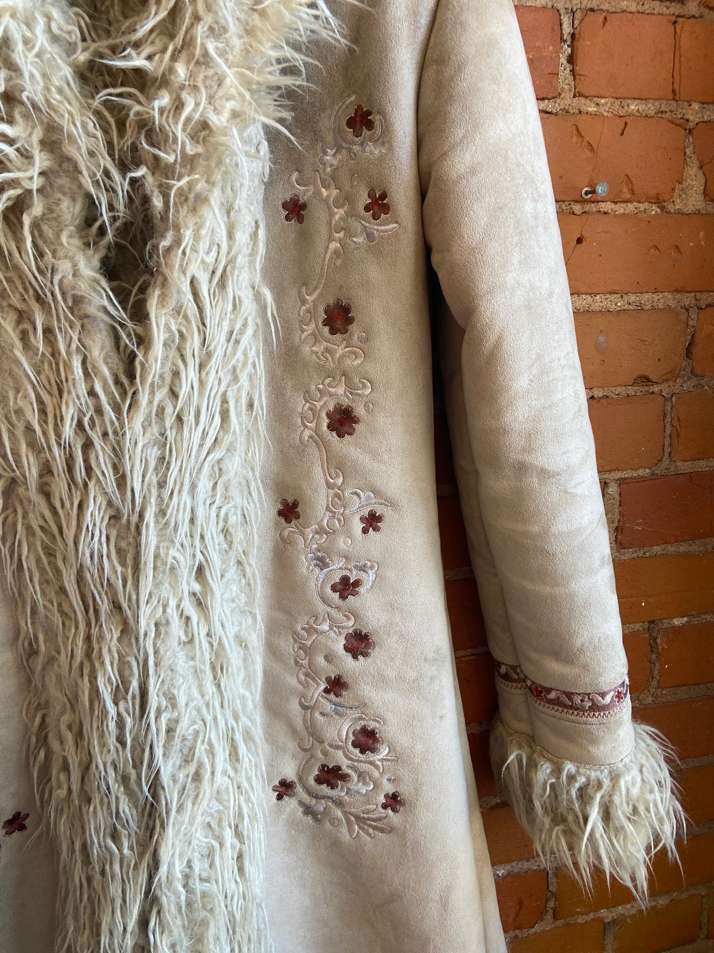 Embroidered Suede and Shearling Penny Lane