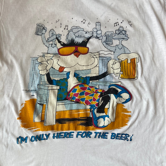 1988 Cool Cat with Beer Graphic Tee