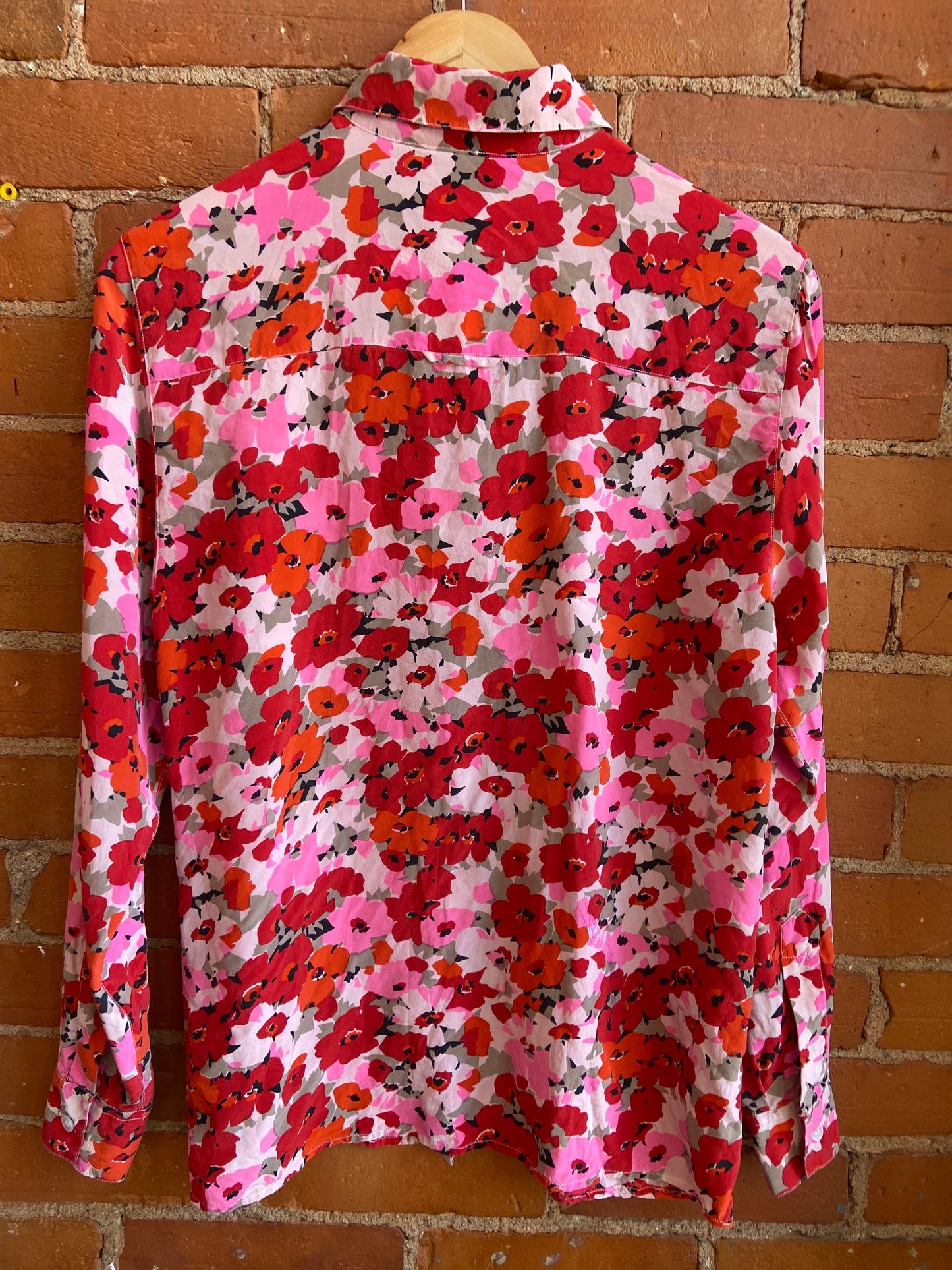 Pink Silk Floral Button-Up