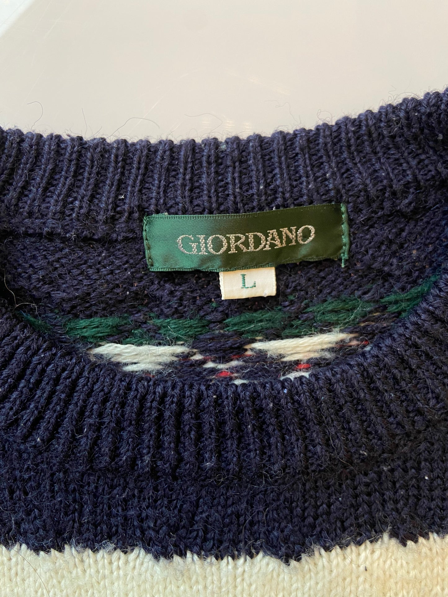 Giordano Navy & White Wool Blend Sweater