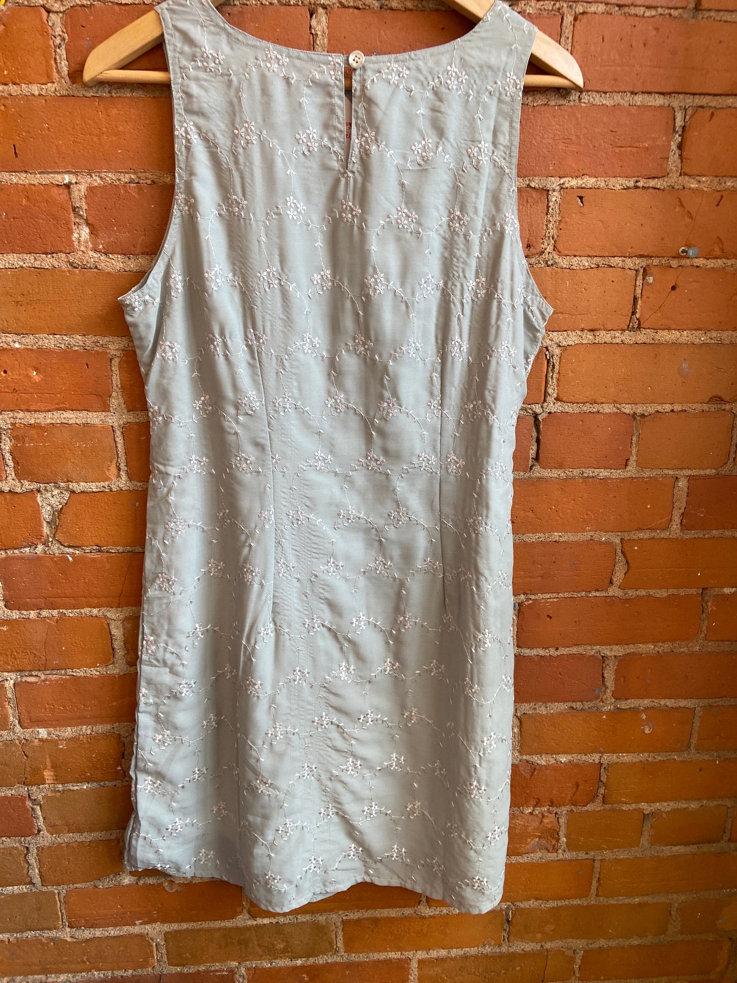 Deadstock Sage Green Embroidered Shift Dress