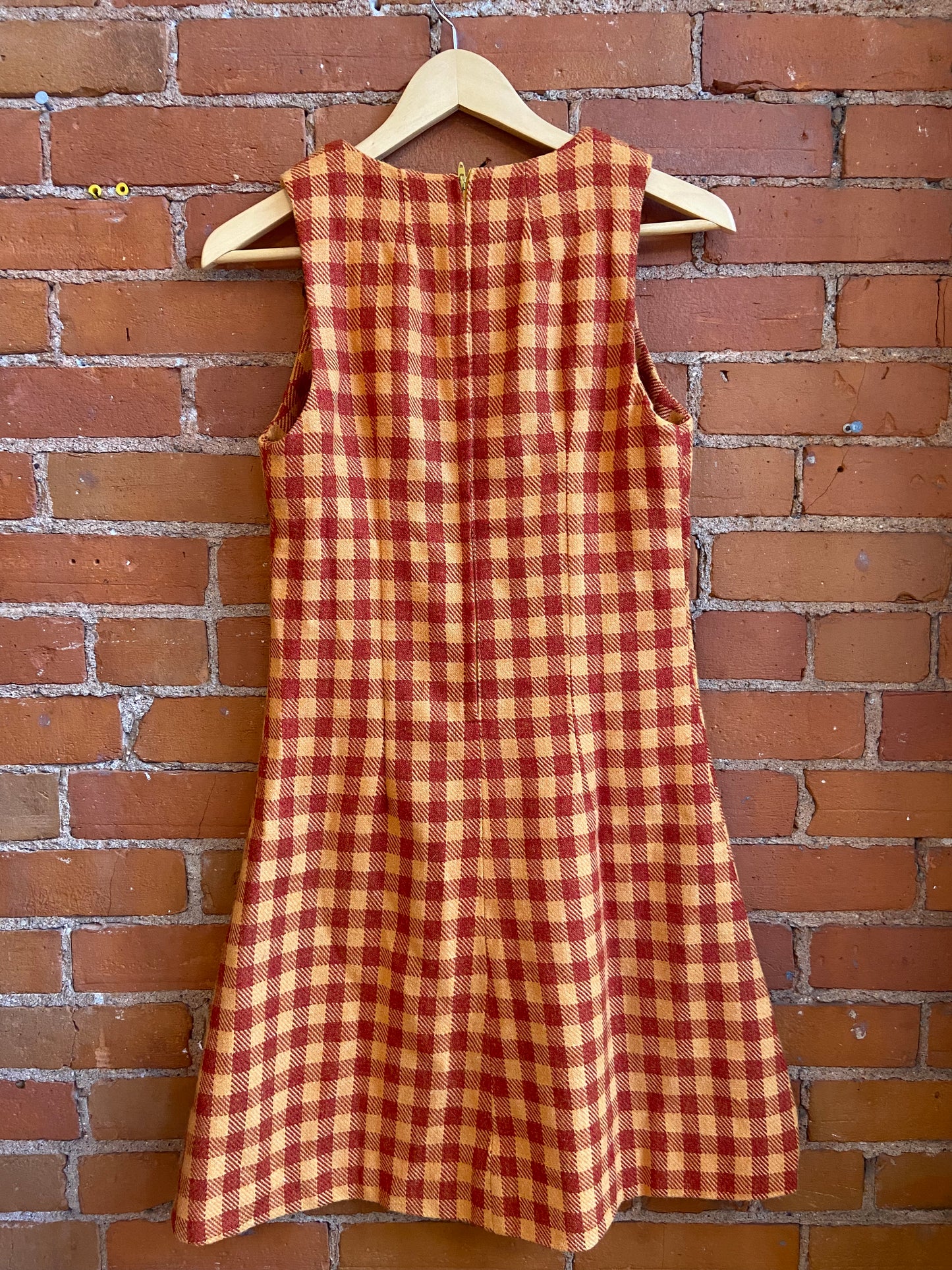 1970s Handmade Checkered Wool Dress
