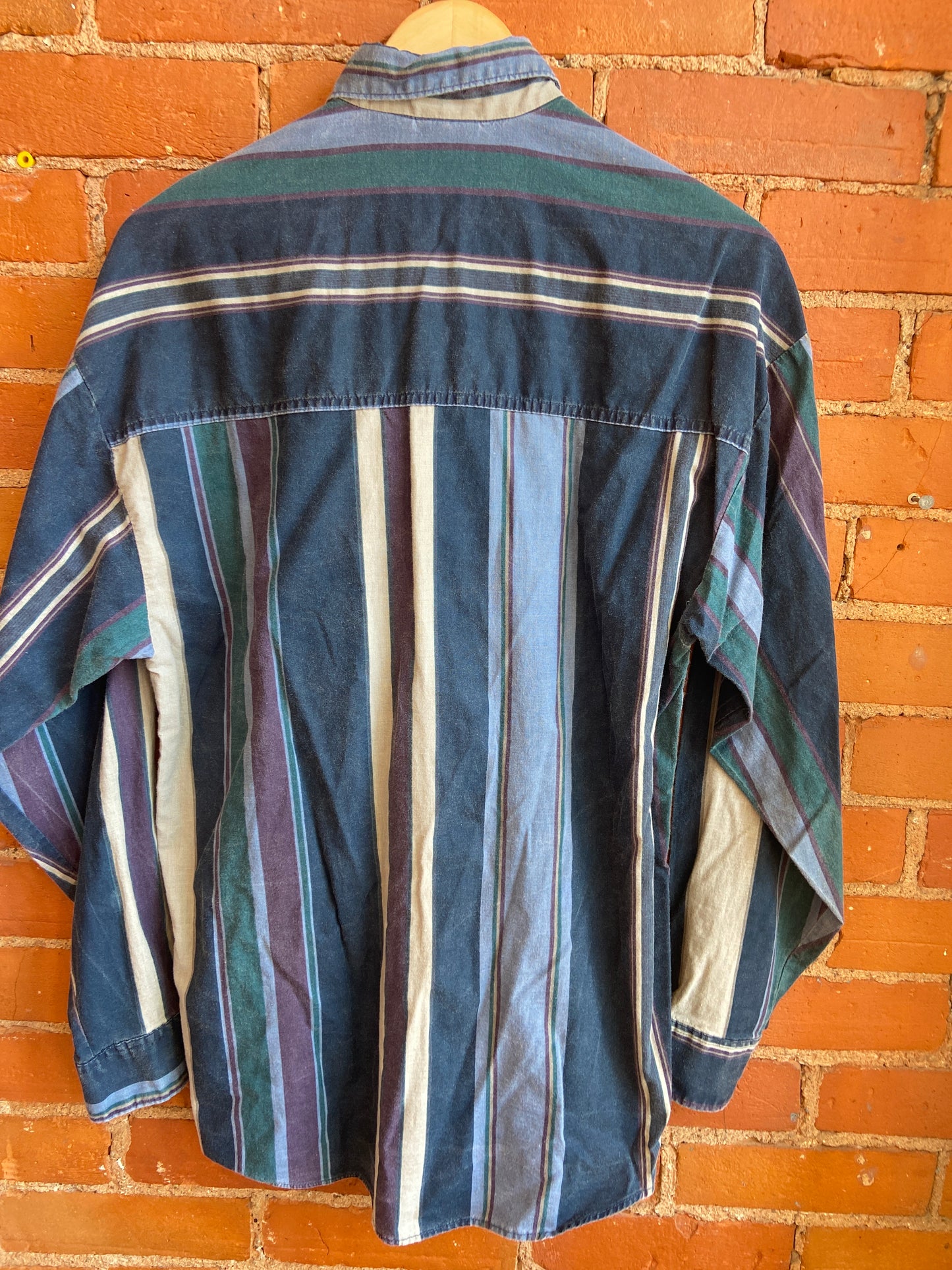 Navy Cotton Striped Button-Down