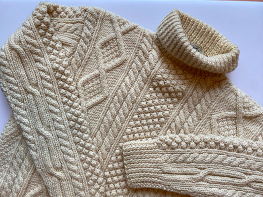 Classic Cream Irish Cable Knit Turtleneck