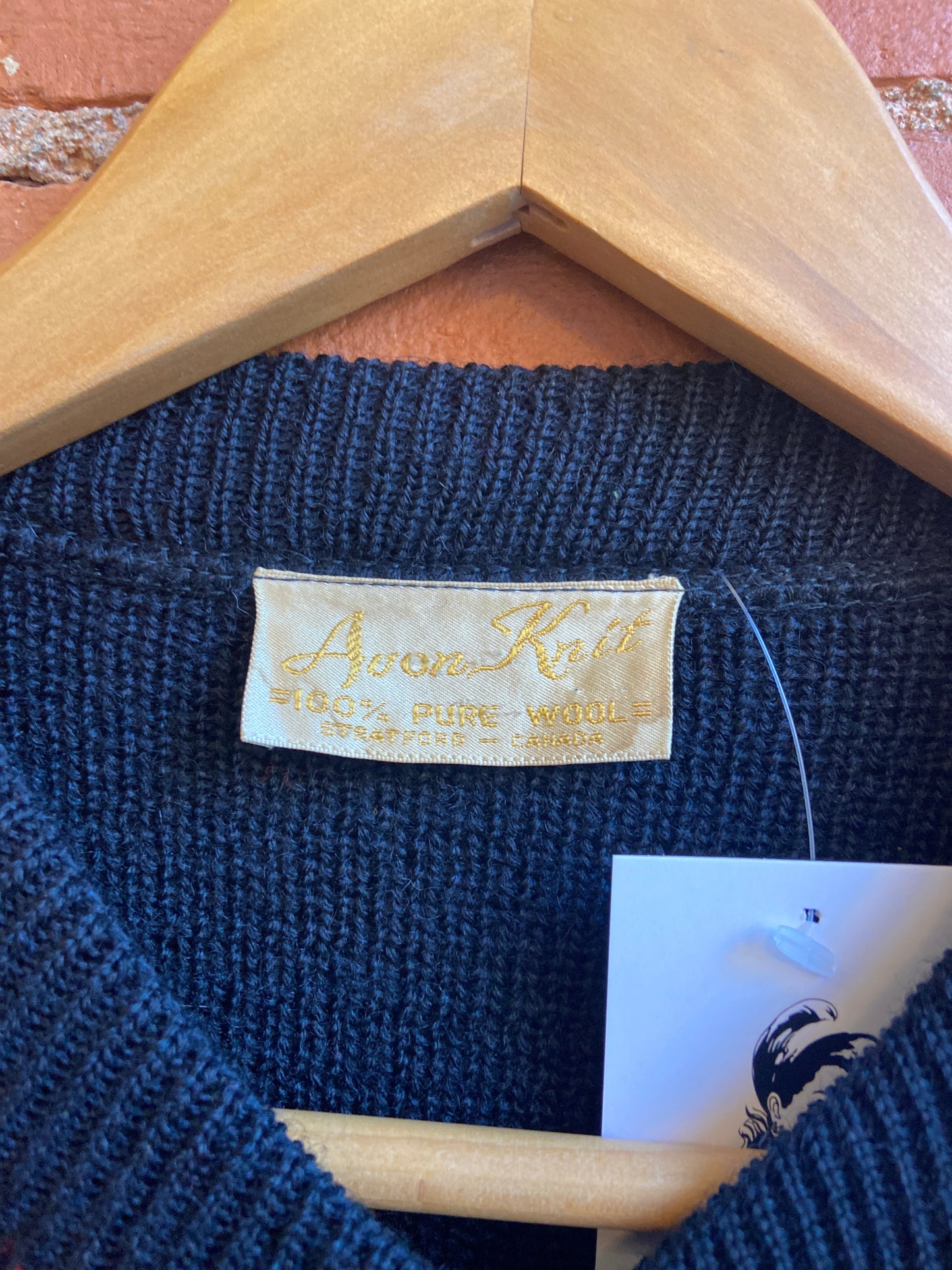 Black & Red Wool Button Up Sweater