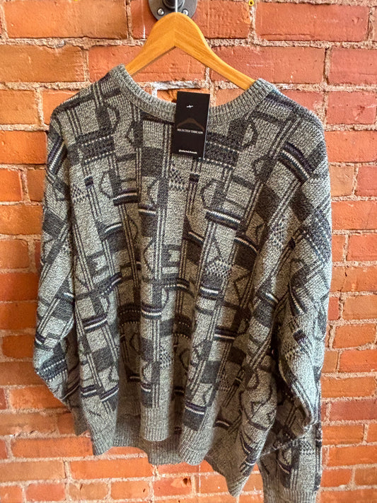 Jantzen Green Abstract Pattern Granpa Sweater