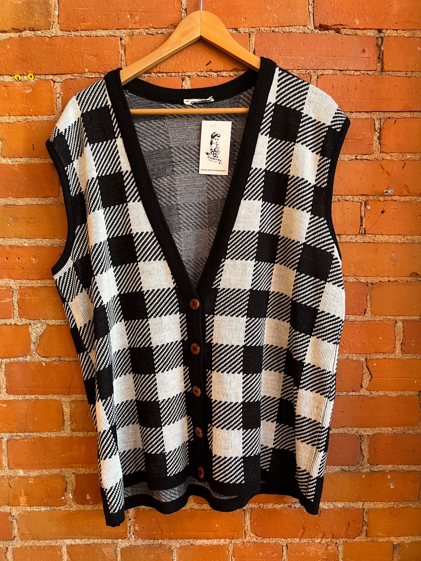 Black & White Checkered Sweater Vest