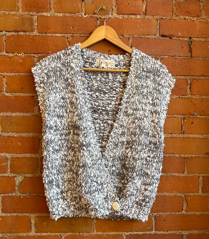 Marled Grey Acrylic Knit Barbara Sue Vest