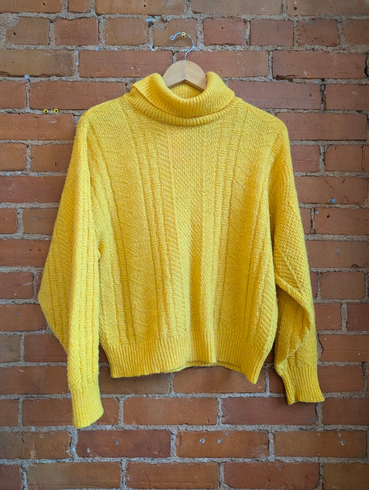 1980s Daniel Hechter Yellow Turtleneck Sweater