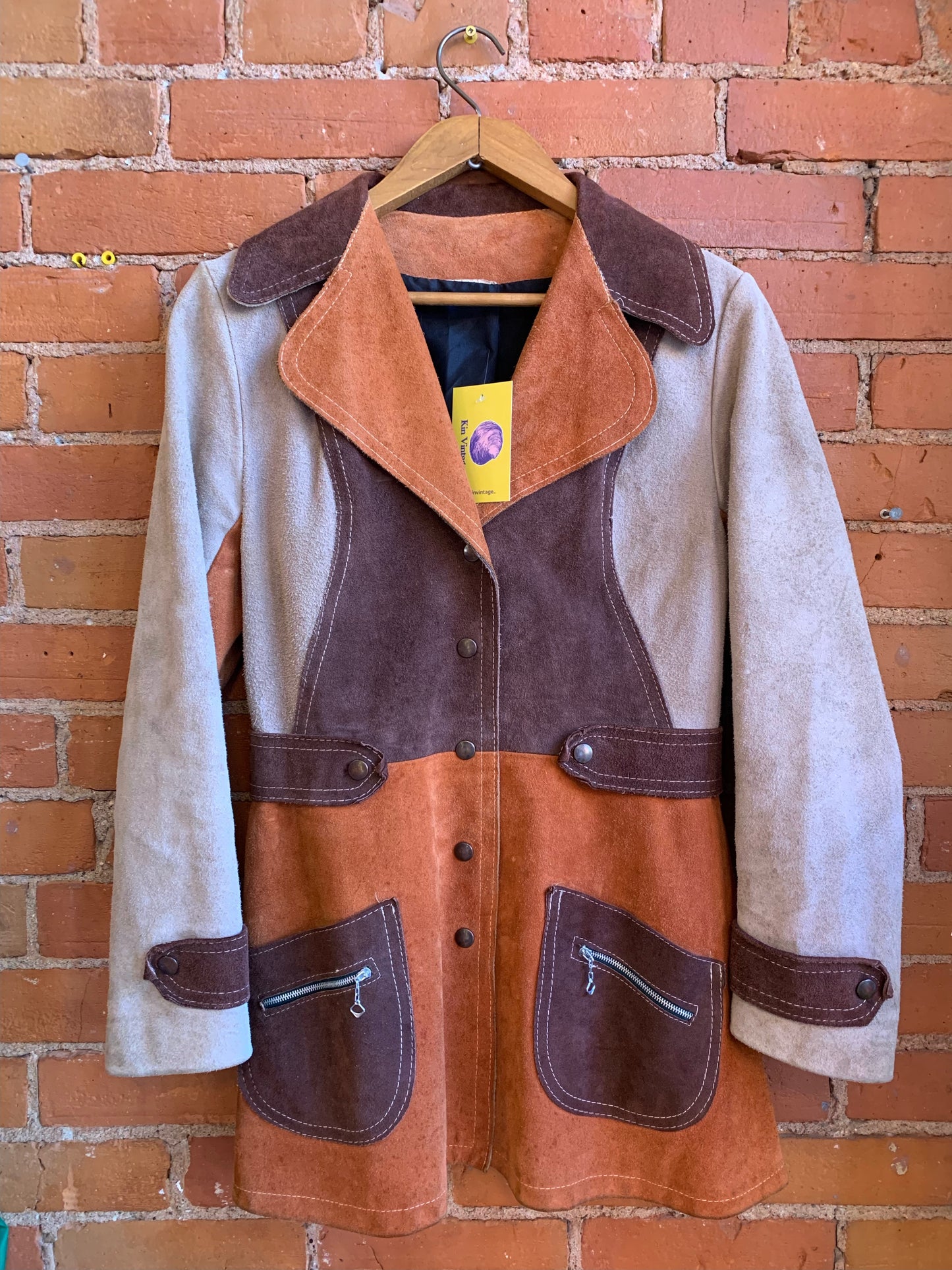 1970s Patchwork Suede Trench